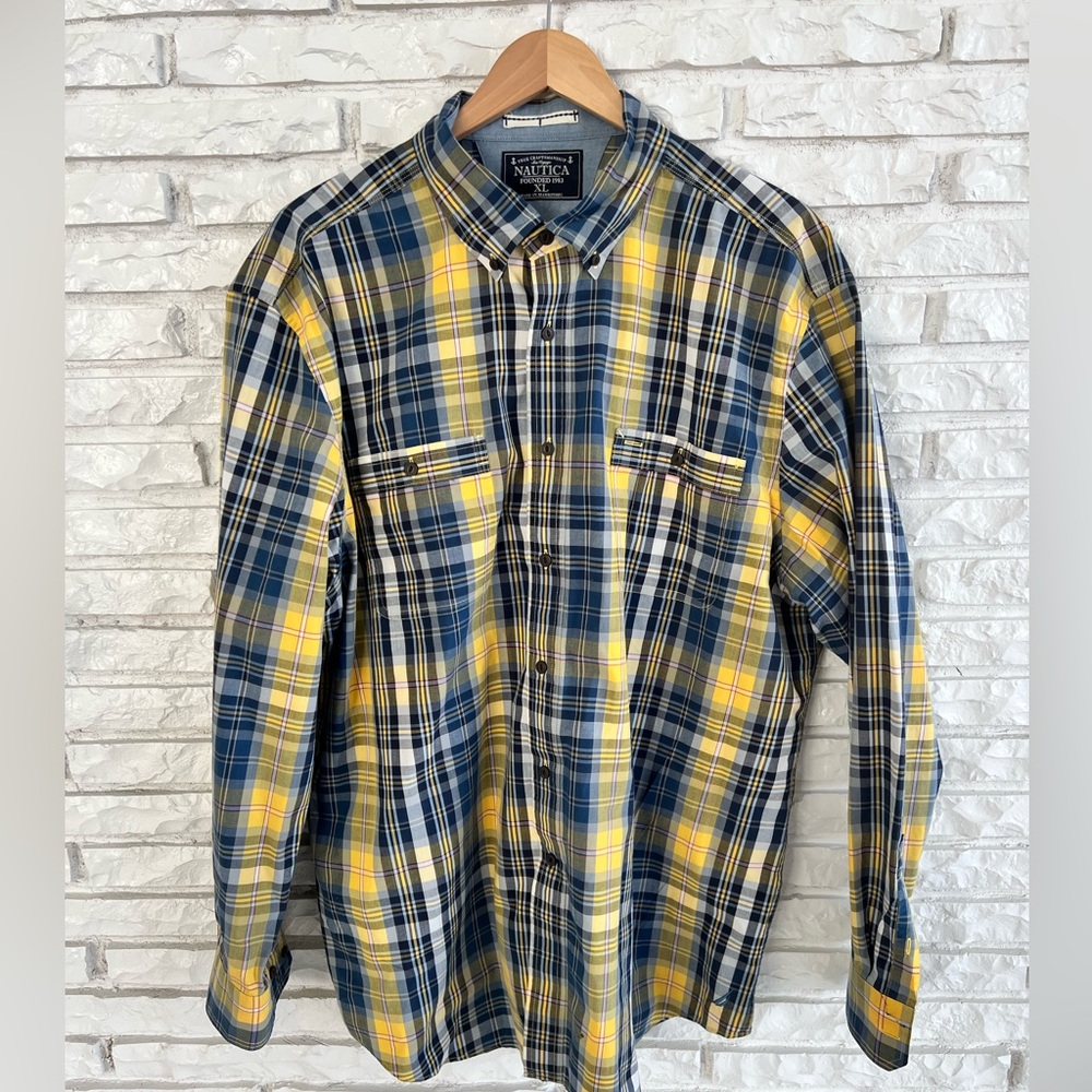 Nautica Plaid Button Down Shirt Sz XL